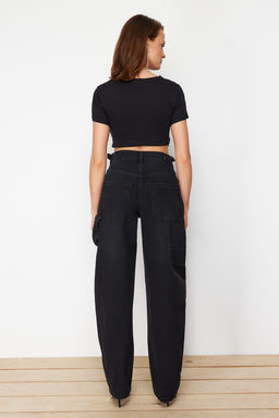 TRENDYOLMILLA Koyu Mavi More Sustainable Y?kama Efektli Bol Kesim Yuksek Bel Carpenter Skater Jeans TWOAW24JE00308  фото 30