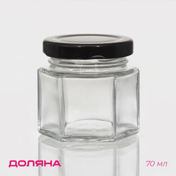 Банка для сыпучих Доляна «Идиллия», 70 мл, 5.4×5.3 см, с металлической крышкой, стекло, прозрачная