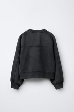 SUDADERA EFECTO LAVADO TEXTO / Gris - Zara фото 3