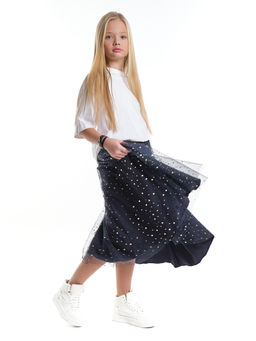 Юбка пачка длинная из фатина 22-7608 черный/зол. звезды - Mini maxi фото 18