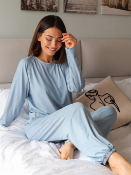 Костюм для дома BAMBUK с брюками, серо-голубой - Inzibe фото 4