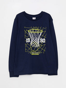 Bisiklet Yaka Bask?l? Uzun Kollu Erkek ?ocuk Ti??rt ve E?ofman Alt? - Waikiki фото 2