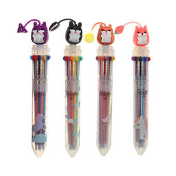 Цена за 36 шт. Ручка шариковая автоматическая, 10-ти цветная, Зверушки, МИКС