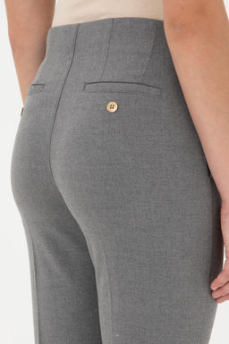 Kad_n Gri Kanvas Carrot High Waist Fit Kanvas Pantolon