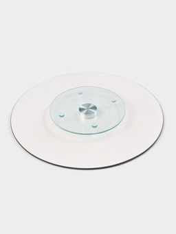 Подставка для торта Доляна «Марбл чёрный», d=32 см, вращающаяся, стекло, чёрная