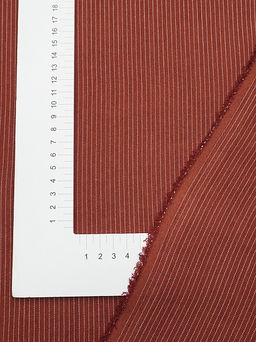Пестрядь Мелкая полоска на темно-терракотовом, ш.1.4м, хлопок-95%, п/э-5%, 165гр/м.кв - Купава фото 5