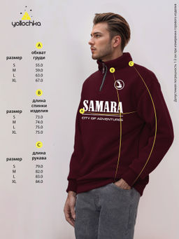 Толстовка мужская с зип-воротником "Samara" бордо