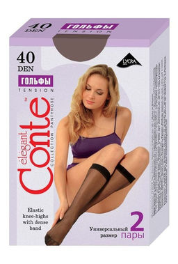 Гольфы женские Conte Elegant Tension 40 набор 2 пары черные  фото 6