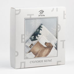 Набор новогодний «Этель» Forest animals, скатерть 150×180 ±2 см с ГМВО, салфетки 40×40 см-8 штук