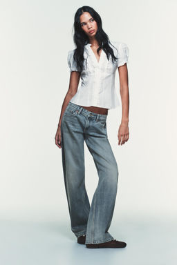 CAMISA POPEL?N VOLANTES / Blanco