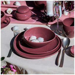 Цена за 2 шт. ТАРЕЛКА ОБЕДЕННАЯ FUSION 27*25СМ, БРУСНИЧНАЯ - Bronco фото 3