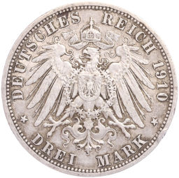 Монета 3 марки 1910 года А Германия (Пруссия)
