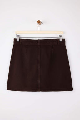 Kahverengi Dugmeli Mini Denim Etek TWOSS26ET00007 - Trendyolmilla фото 2