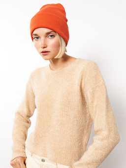 Bisiklet Yaka D?z Uzun Kollu Kad?n Triko Kazak