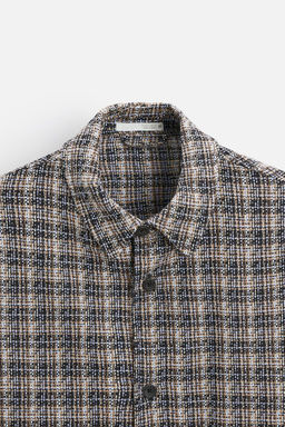 TEXTURED CHECK OVERSHIRT - Zara фото 8