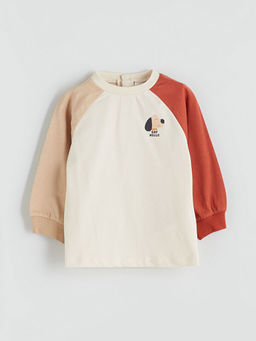 Bask?l? Erkek Bebek Sweatshirt ve E?ofman Alt 2li