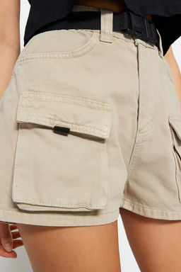 TRENDYOLMILLA Bej Kargo Cepli Kemerli Denim Sort TWOSS23SR00245 фото 5