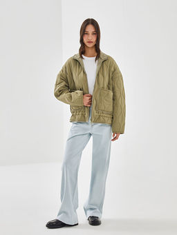 Dik Yaka Kapitone Oversize Kad?n ?i?me Mont