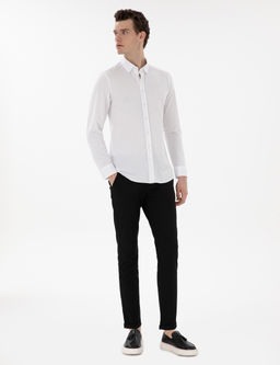 Siyah Slim Fit Ba_c_kl_ Kanvas Pantolon