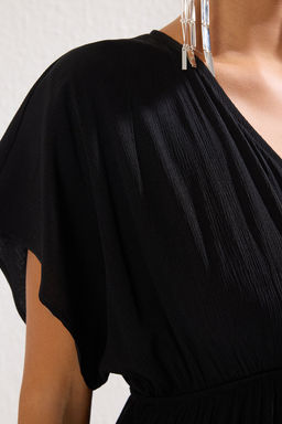 Trendyolmilla Siyah Dokuma Puskullu Plaj Elbisesi TBESS25EL00059  фото 4