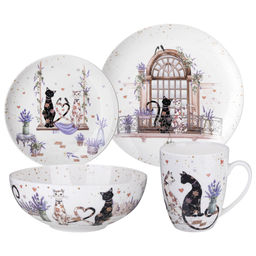 НАБОР ПОСУДЫ ОБЕДЕННЫЙ LEFARD ЛАВАНДОВЫЕ КОТЫ НА 4 ПЕР. 16 ПР. (КОР=2НАБ.)