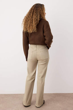 TRENDYOLMILLA Cok Renkli Leopar Desenli Kahverengi Yuksek Bel Wide Leg Jeans TWOAW25JE00309  фото 13