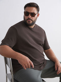 B?y?k Beden Bask?l? Penye Erkek Ti??rt