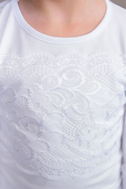 Футболка с длинным рукавом детская из кулирки с лайкрой Снежинка белый - Амадэль фото 5