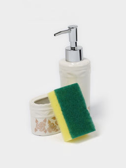 Дозатор для моющего средства с подставкой для губки Доляна «Роза золотая», 200 мл