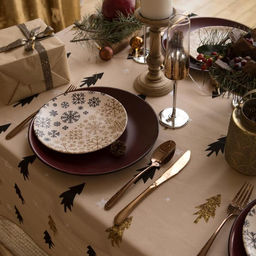 Скатерть новогодняя «Доляна» Christmas mood=146×220+/- 3 см, 100% хлопок, рогожка 164 г/м²