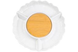 Менажница 28*28*3,5 см Цветок цельная 4 секции + деревянная вставка - Elan gallery фото 16