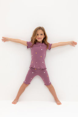 К 1632/темная орхидея,полянка пижама для дев