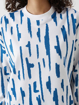 Bisiklet Yaka Desenli Kad?n Sweatshirt Tunik