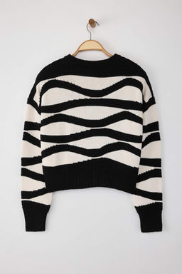 Siyah Oversize/Genis Kal?p Renk Bloklu Triko H?rka TWOAW26HI00164 - Trendyolmilla фото 6