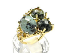 Кольцо из ювелирного сплава с хризоколлой Радуга камня