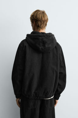 DENIM JACKET WITH FAUX SHEARLING HOODIE - Zara фото 3