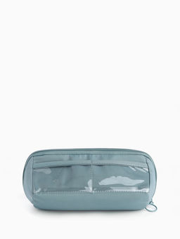 Косметичка на молнии, маленькая, с отделами, серо-голубая