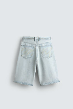 JORTS DENIM BAGGY FIT BORDADOS / Azul claro - Zara фото 8