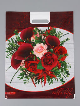 Цена за 25 шт. Пакет "Бордовые каллы , полиэтиленовый с вырубной ручкой, 38х47 см, 60 мкм