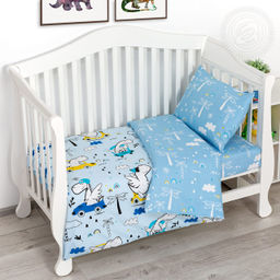 Движ Детский/Пододеяльник: 1 шт. - 147*112; Простыня: 1 шт. - 150*110; Наволочка: 1 шт. - 40*60; Поплин ясельный