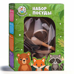 Набор посуды, "Котенок", цвет кофейный