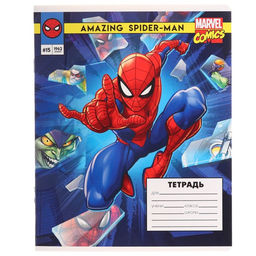 Цена за 20 шт. Тетрадь в клетку 12 листов, 5 видов МИКС, обложка мелованный картон, «Человек-паук»