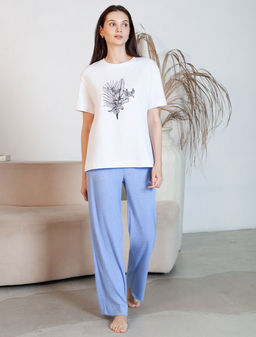 Футболка с принтом свободная из премиального 100% хлопка - Vilatte фото 5