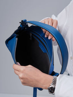 Сумка кожаная на плечо Deboro 30790 синяя гуашь