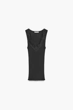 LACE RIBBED T-SHIRT - Zara фото 11