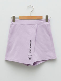 Beli Lastikli Bask?l? K?z ?ocuk ?ort Etek