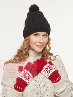 Перчатки женские 212-8228. 0703/01 красный/молоко