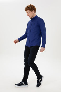 Мужская синяя длинная рубашка базовая рубашка скидка в корзине - U.s. polo assn фото 4