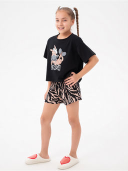 Пижама "Зебра" коричневая детская девочка с шортами
