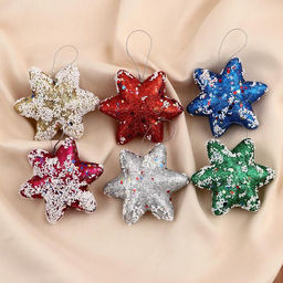 Цена за 2 шт. Ёлочные игрушки 6 шт. Зимнее волшебство. Звёзды с блёстками пластик, 7 см, МИКС